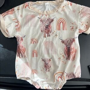 Adorable Baby Romper with Highland Cow Print